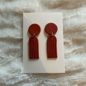 Dark Orange Clay Rainbow Dangly Earrings